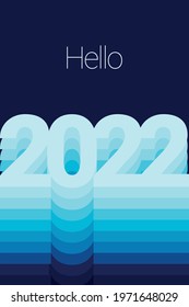 Hello 2022. Gradient blue text 2022. Dark background. Vector illustration.