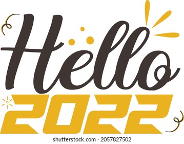 Hello 2022 New year typography 