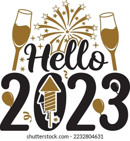 Hello 2023 SVG Printable Vector Illustration