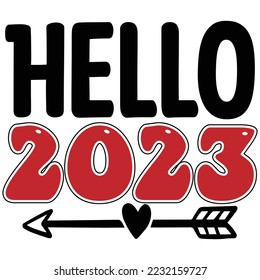 Hello 2023  T shirt design Vector File
