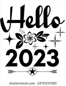 Hello 2023 T-shirt, Vector File