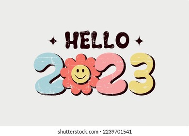 Hello 2023 Typography T shirt Design
