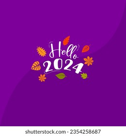 Hello 2024 hand drawn New Year 2024 Illustration on Isolated Background
