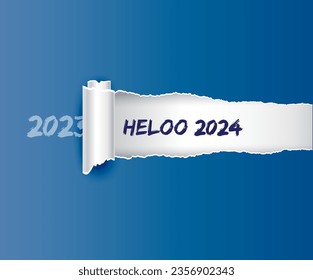 Hello 2024 Illustration with Plane and Paper Fly 