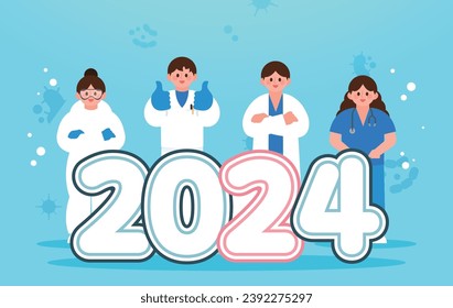 Hello 2024 New Year Person Illustration