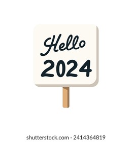hello 2024 sign board vector illustration template design