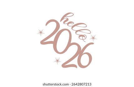 Hello 2026 happy new year Lettering vector illustration Text design templates