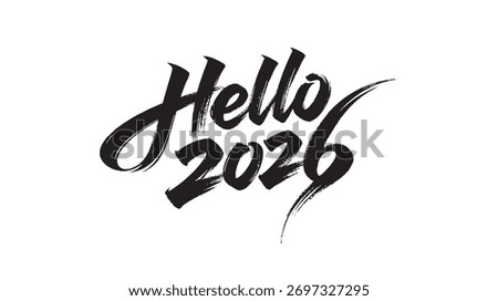 Hello 2026 New Year Brush Calligraphy Vector Pattern