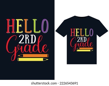 Hello 2nd Grade illustrations for print-ready T-Shirts design