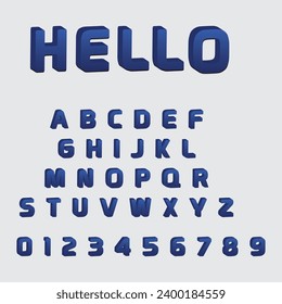 Hello 3D Alphabet Vector Design
