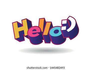 Hello 3d text plate vector. Background for banner, sale, ad, card. Colorfull illustration