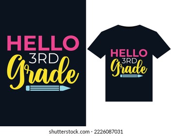 Hello 3rd Grade illustrations for print-ready T-Shirts design