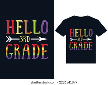 Hello 3rd Grade illustrations for print-ready T-Shirts design