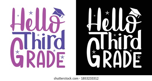 Hello 3rd Grade Printable Vector Illustration