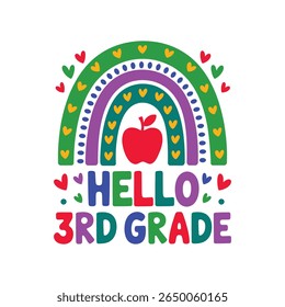 Hello 3rd grade t shirt design, back to school t shirt design