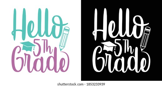 Hello 5th Grade Printable Vector Illustration