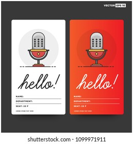 Hello Admit Card with Microphone Illustration for Events