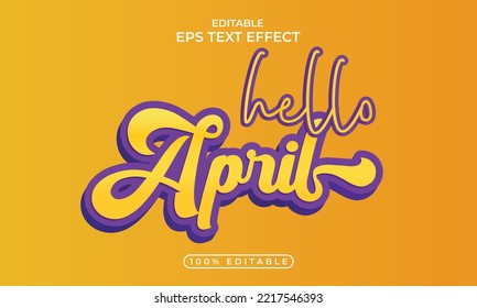 Hello April editable 3d text effect design