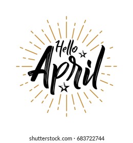 Hello April - Firework - Vector For Greeting, New Month