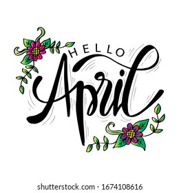 Hello April Greeting Card Hand Lettering Stock Vector (Royalty Free ...