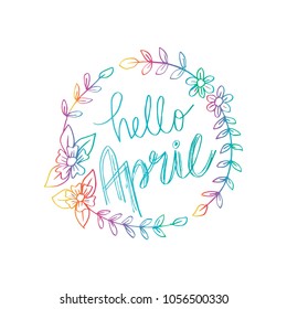Hello April hand lettering calligraphy.