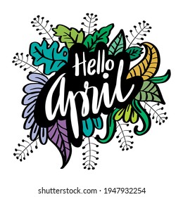 Hello April hand lettering calligraphy.