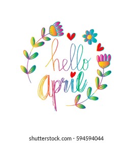 Hello april hand lettering calligraphy.