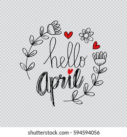 Hello april hand lettering calligraphy.