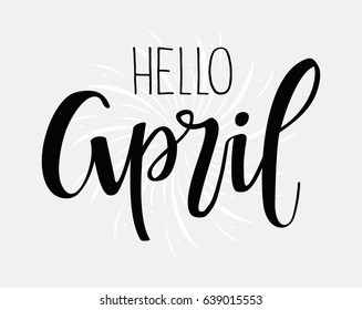 Hello April hand lettering vector illustration