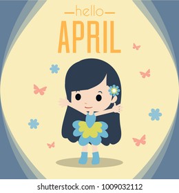 Hello April Illustration