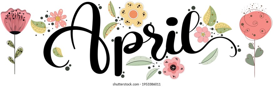 Hello April April Month Vector Flowers Stock Vector (Royalty Free ...