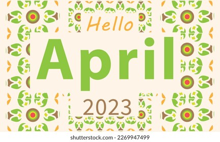  Hallo April. Vektor im April mit Blumen. Dekorierter Hintergrund. Feiern von Designvorlagen.