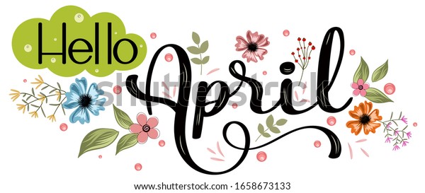 Hello April April Month Vector Flowers Stock Vector (Royalty Free ...