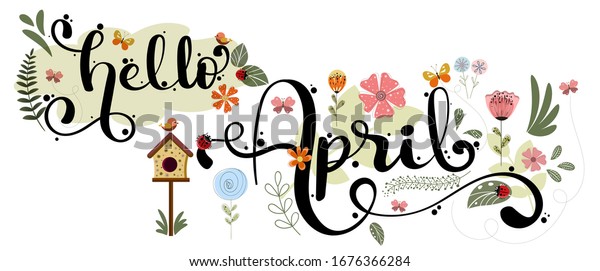 Hello April April Month Vector Hand Stock Vector (Royalty Free ...