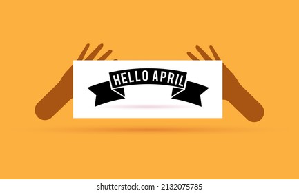 Hello April. Spring season template for banner, card, poster, background.
