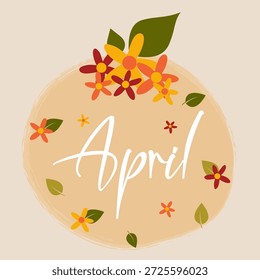 Hello April design vetorial com elementos de primavera frescos e um estilo moderno limpo. Perfeito para calendários, planejadores, cartazes, postagens de mídia social, banners e gráficos com temas de abril.