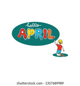 Hello April Vector Illustration