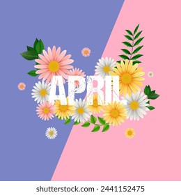 hello april vector illustration background. it is suitable for card, banner, or poster