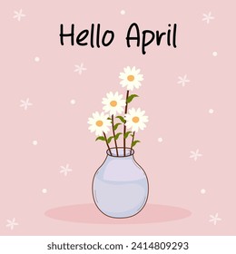 Hallo April. Begrüßungsapril. Hallo Frühling! April, Vektorgrafik.