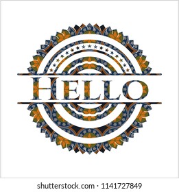 Hello arabesque emblem background. arabic decoration.