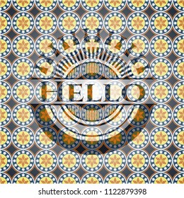 Hello arabesque style emblem. arabic decoration.