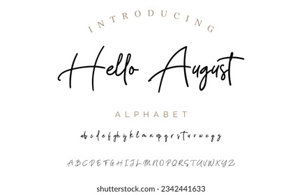 Hello August Best Alphabet Birdsong Amazing Script Signature Logotype Font lettering handwritten
