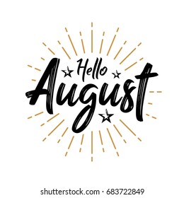 Hello August - Firework - Vector for greeting, new month
