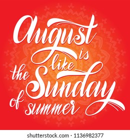 Hello August Lettering August Like Sunday Stock Vector Royalty Free Shutterstock