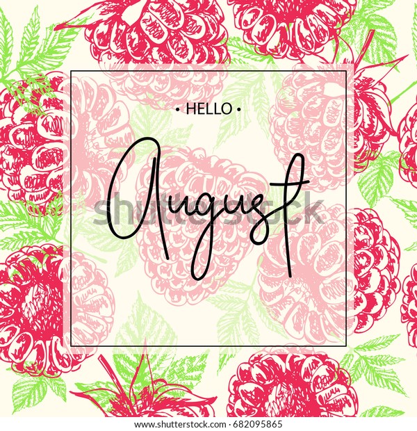 Hello August Lettering Print Hand Drawn Stock Vector (Royalty Free ...