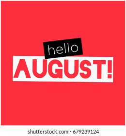 Hello August Typography Flat Style Design