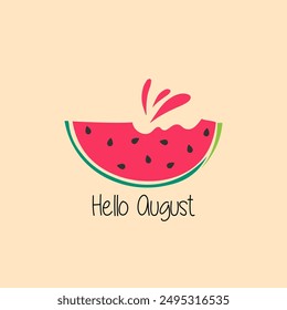 Hello August. Welcome august. Summer vibes vector.