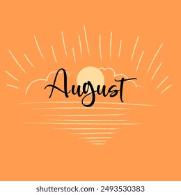 Hello August. Welcome August vector. Hello August with Summer vibes vector.