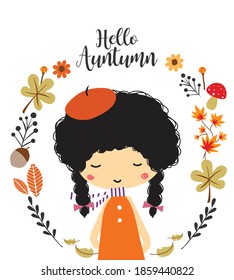 Hello Auntumn illustration Vector Set