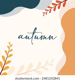 Hello autmn vector. Welcome autumn. autumn with autumn leaves vector.